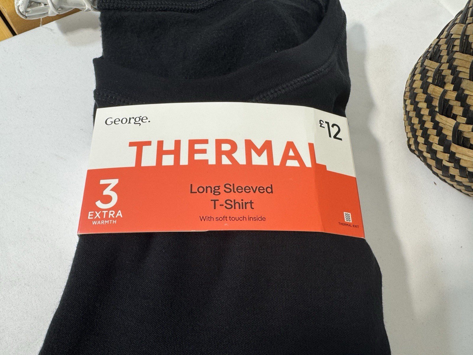 Black Thermal Soft Touch Fleece Backed Long Sleeve Top L