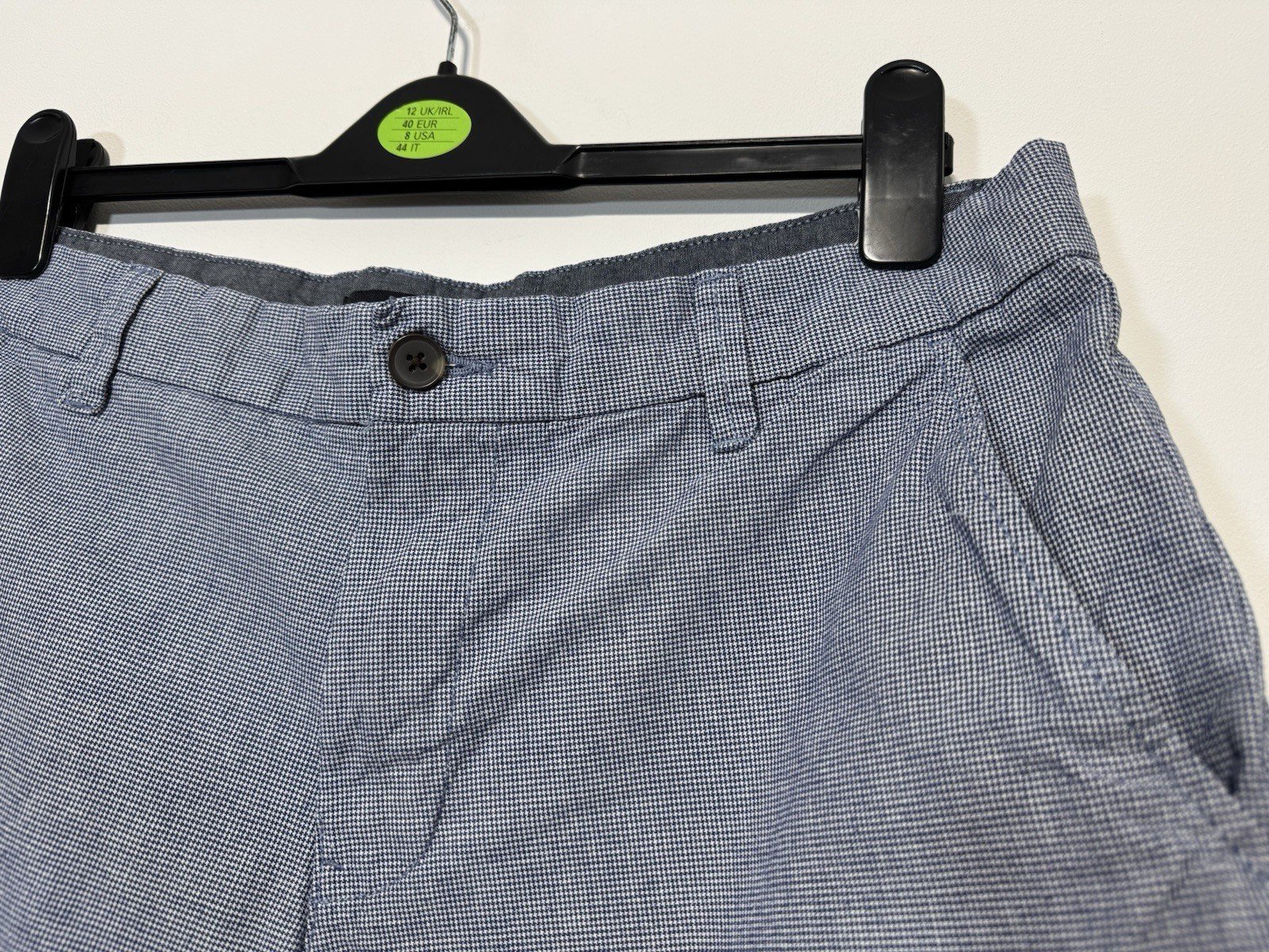 Blue Check Textured Chino Shorts W36 L9