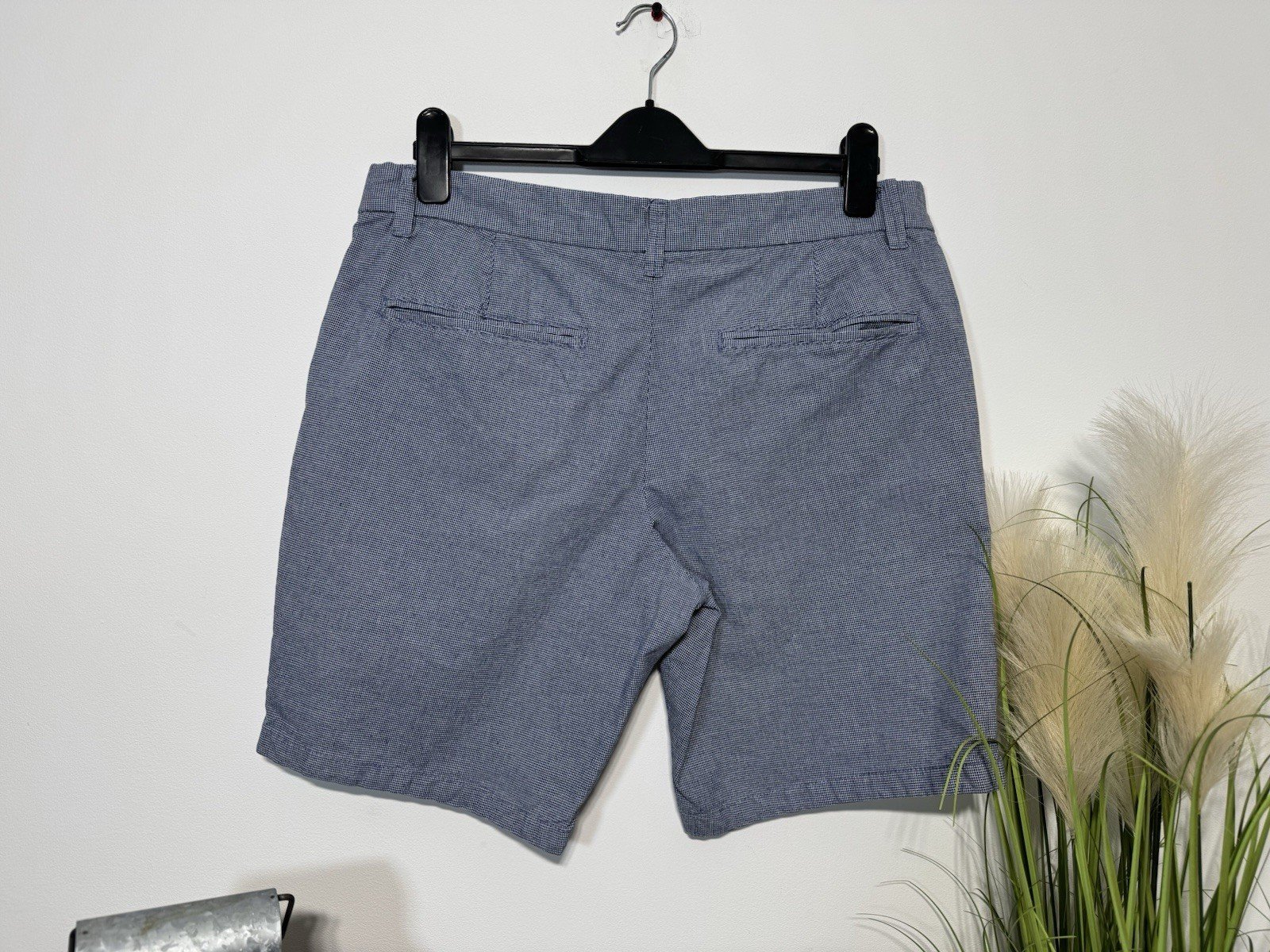 Blue Check Textured Chino Shorts W36 L9