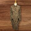 Brown Leopard Print Shirt Dress Hang Tie From Bodice Button Through Size M