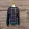 Bugle Boy Classic Vintage Cotton Knit Sweater Plaid Pattern Front Size XXL