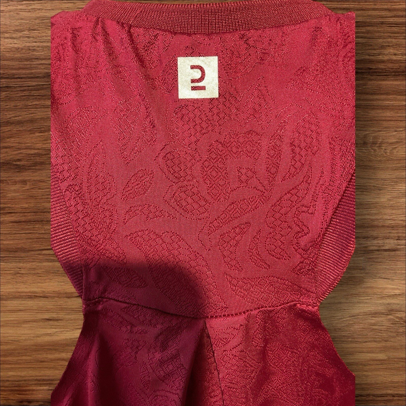 Burgandy Patterned Gym Top Racer Back Flare With Split Back Pit-pit 19in
