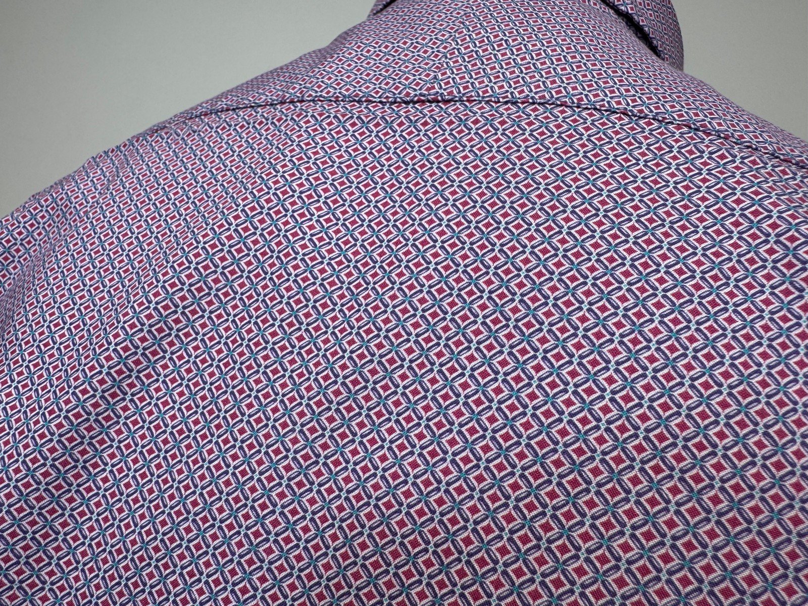 Charles Tyrwhitt Pink Pattern Slim Fit Long Sleeve Shirt Size L