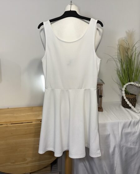 Divided White Textured Stretch Fit & Flare Dress Size 12