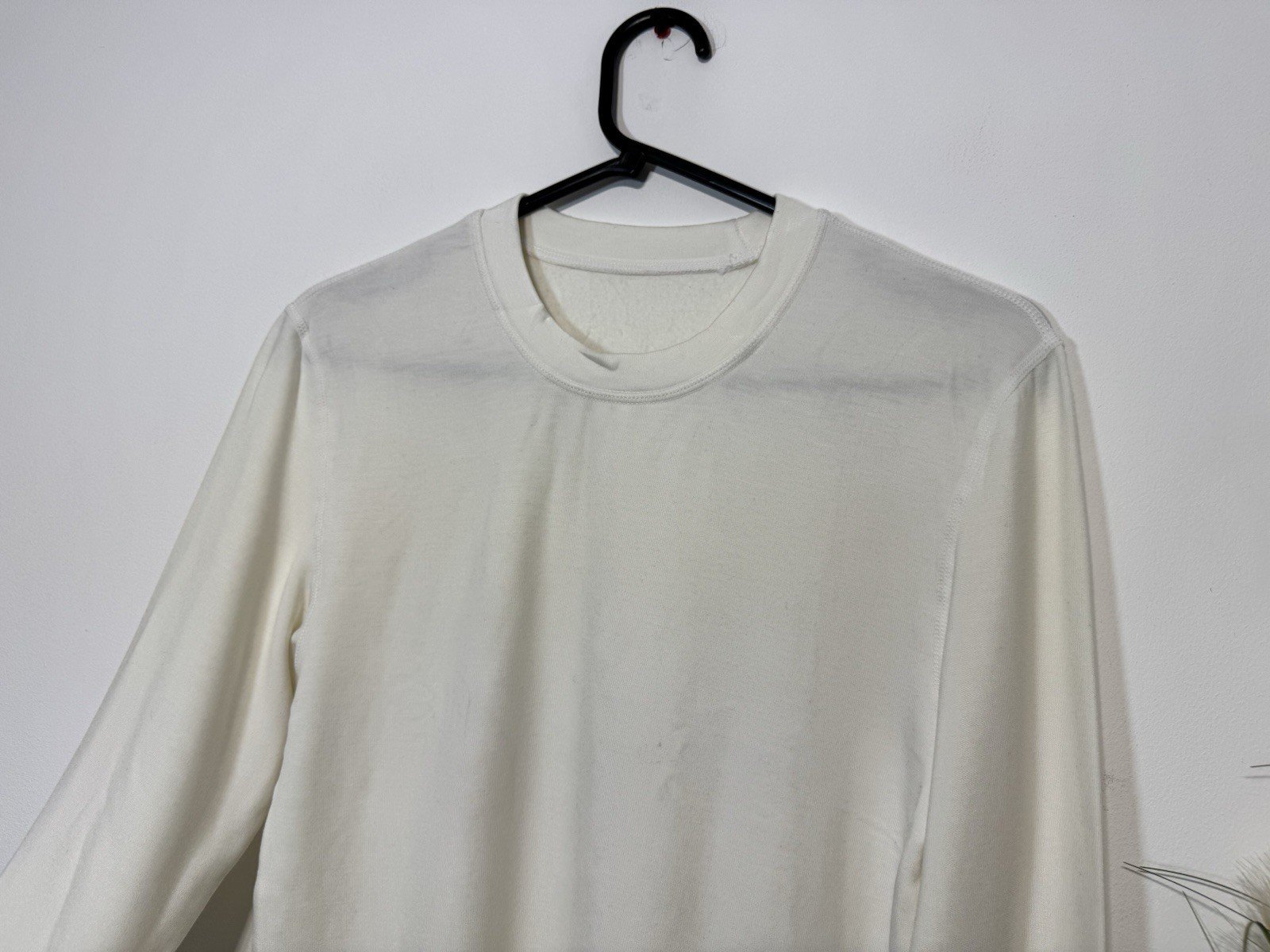 Ecru Fleece Lined Long Sleeve Crew Neck Jersey Top Size S