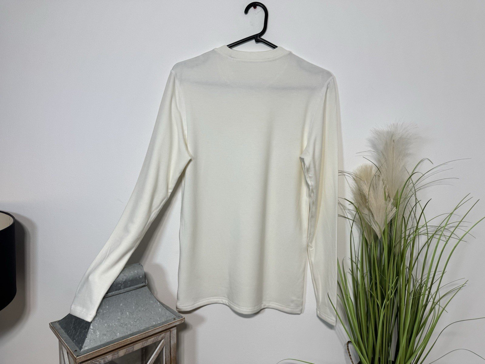 Ecru Fleece Lined Long Sleeve Crew Neck Jersey Top Size S