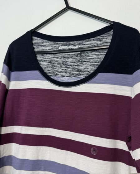 Eddie Bauer Outdoor Stripe Scoop Neck 3/4 Sleeve Top Size M