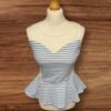 Fit And Flare Blue/White Stripe Top With Net Yolk And Sides Size 10