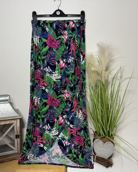 Floral Wrap Maxi Skirt With Waistband Size 12-14