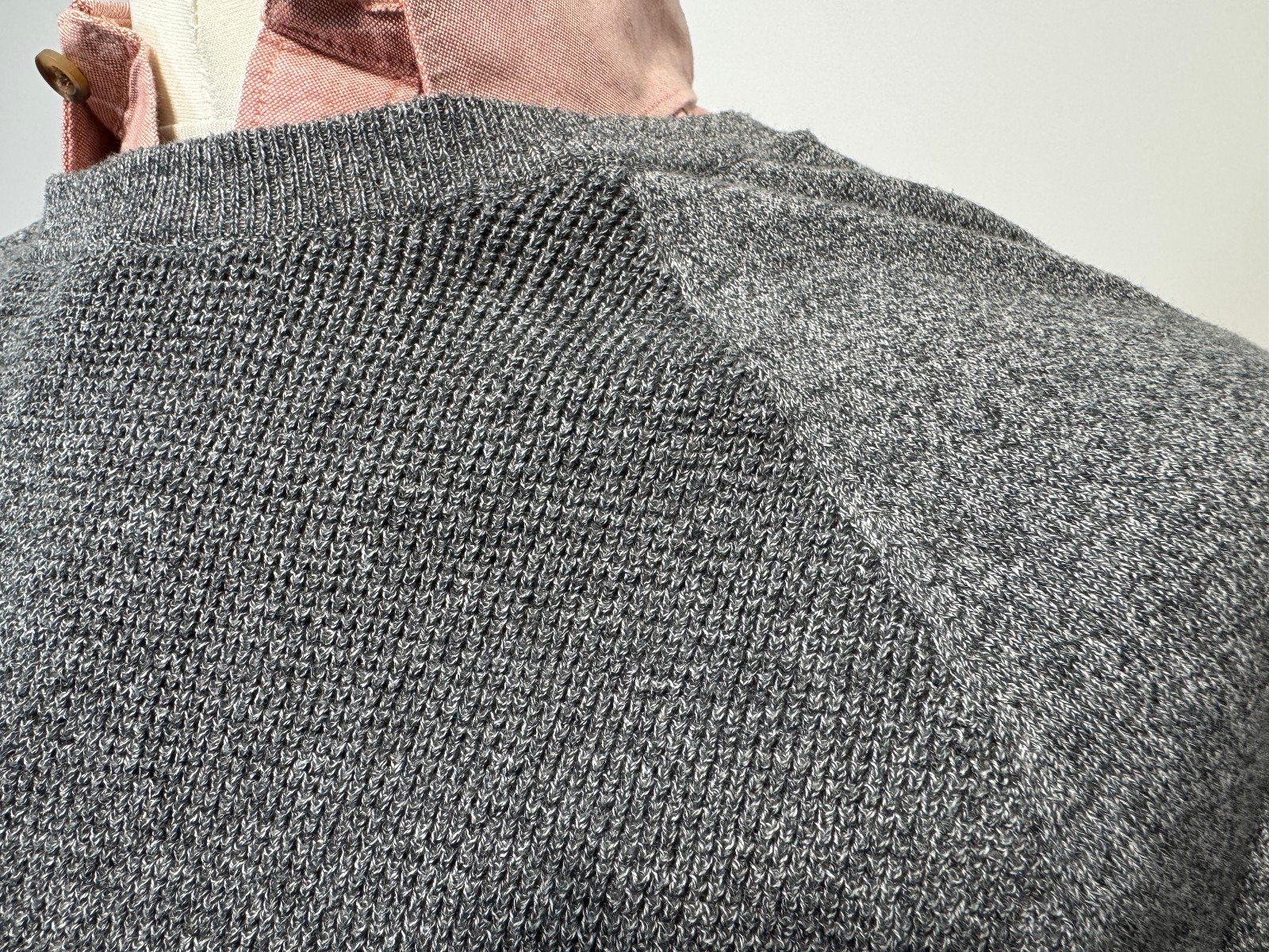 GREY TEXTURED KNIT CREW NECK JUMPER SIZE 2XL