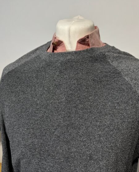 GREY TEXTURED KNIT CREW NECK JUMPER SIZE 2XL