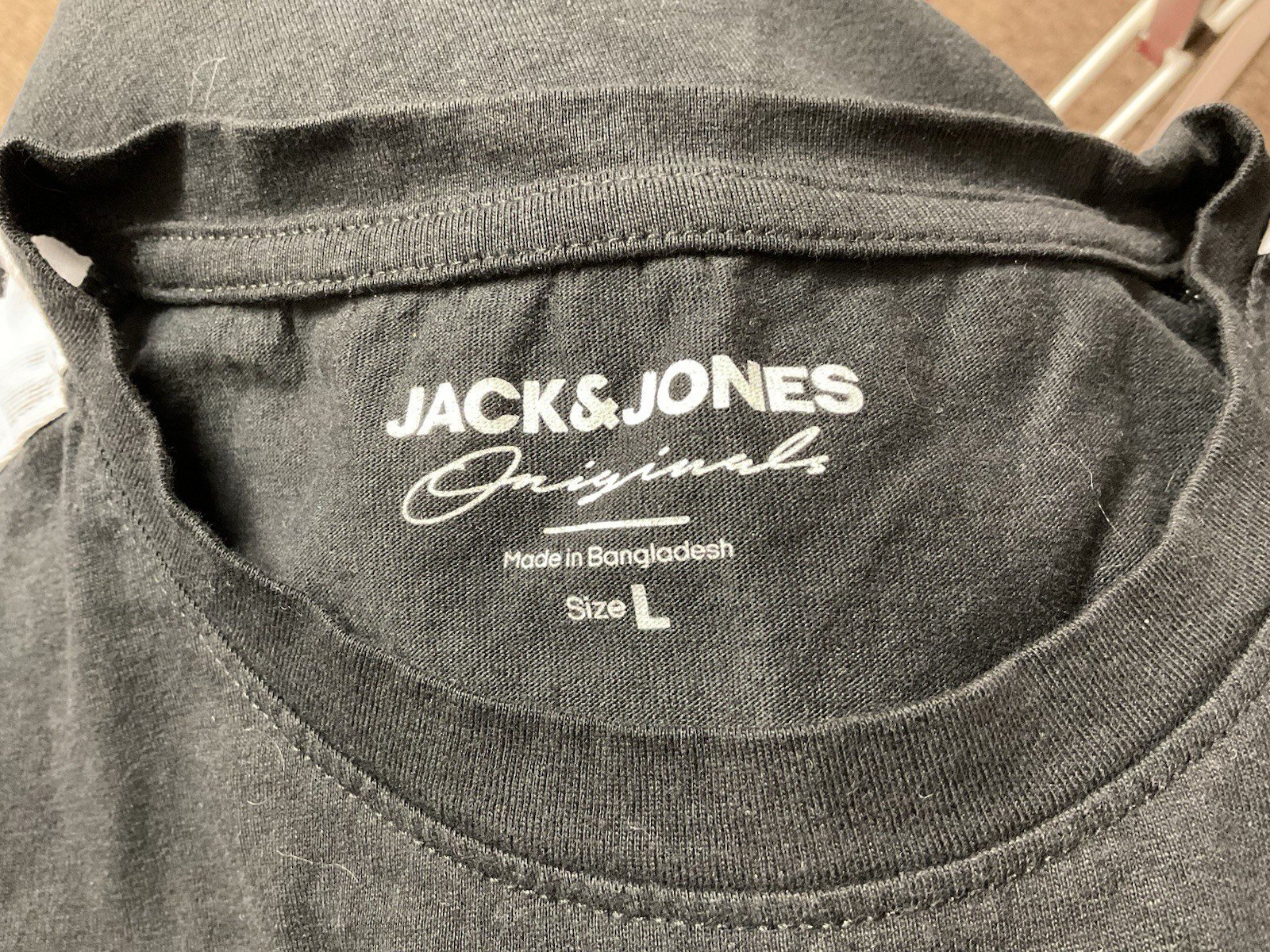 Jack&Jones Black Cotton T-Shirt With Front Graphic White Stripe To Sleeve Size L