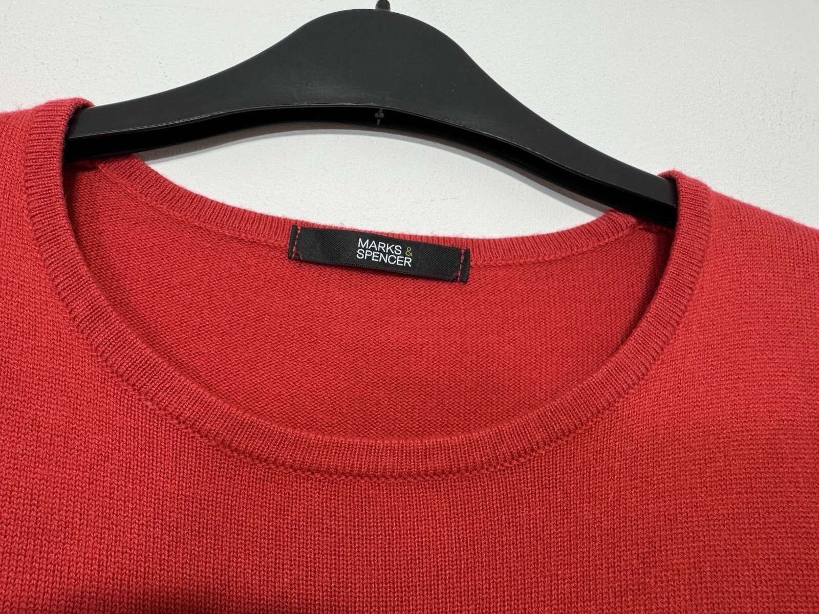 M&S Red Mix Acrylic Fine Knit Short Sleeve Jumper Size 10