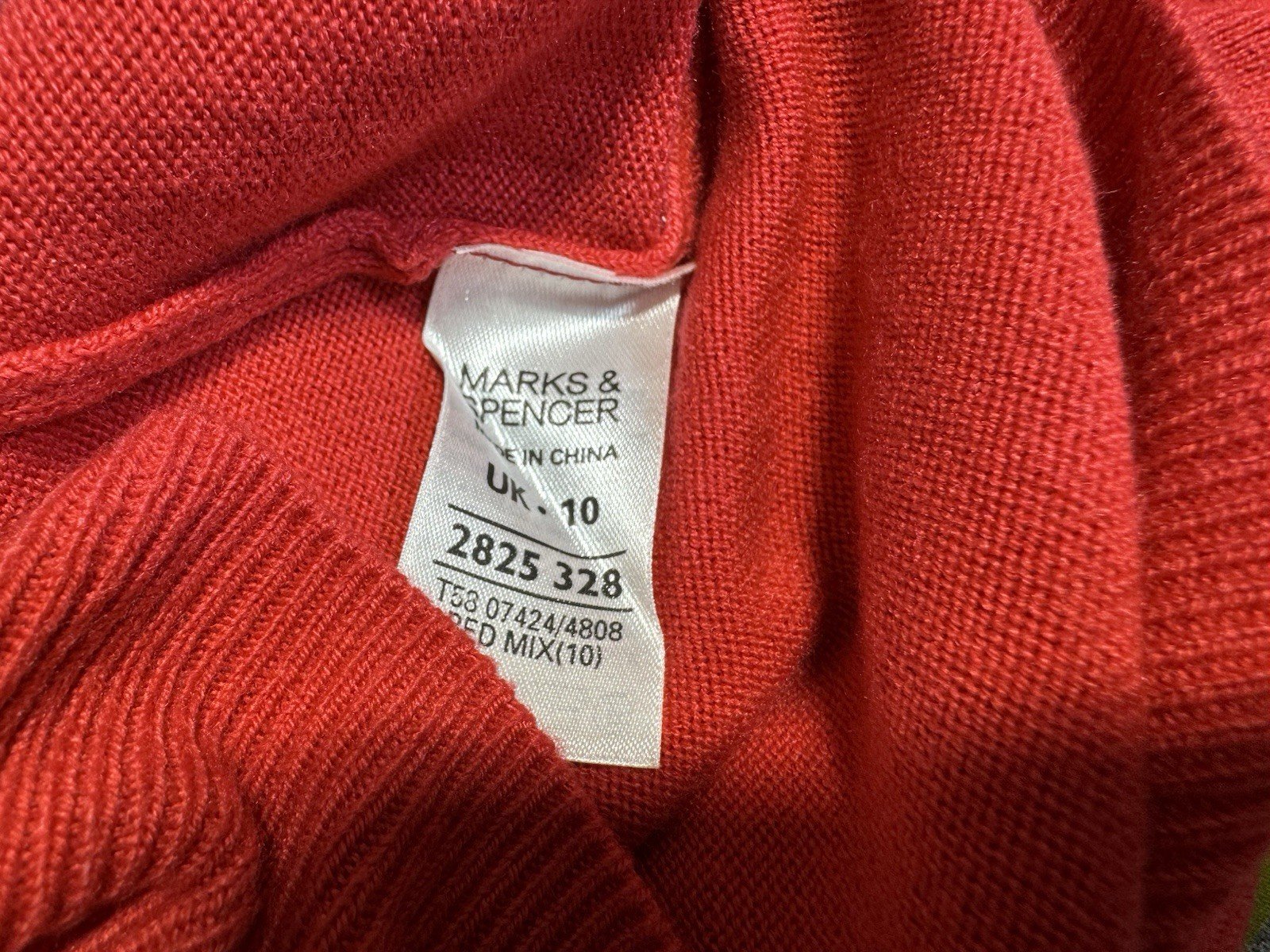 M&S Red Mix Acrylic Fine Knit Short Sleeve Jumper Size 10