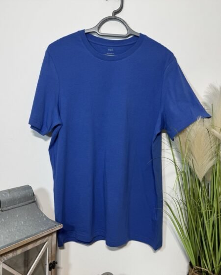 M&S Regular Fit Royal Blue Cotton Short Sleeve Top-Shirt Size M