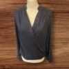 Navy Blue Flowy Blouse Under Vest V Neck Front Elasticated Front Size 6