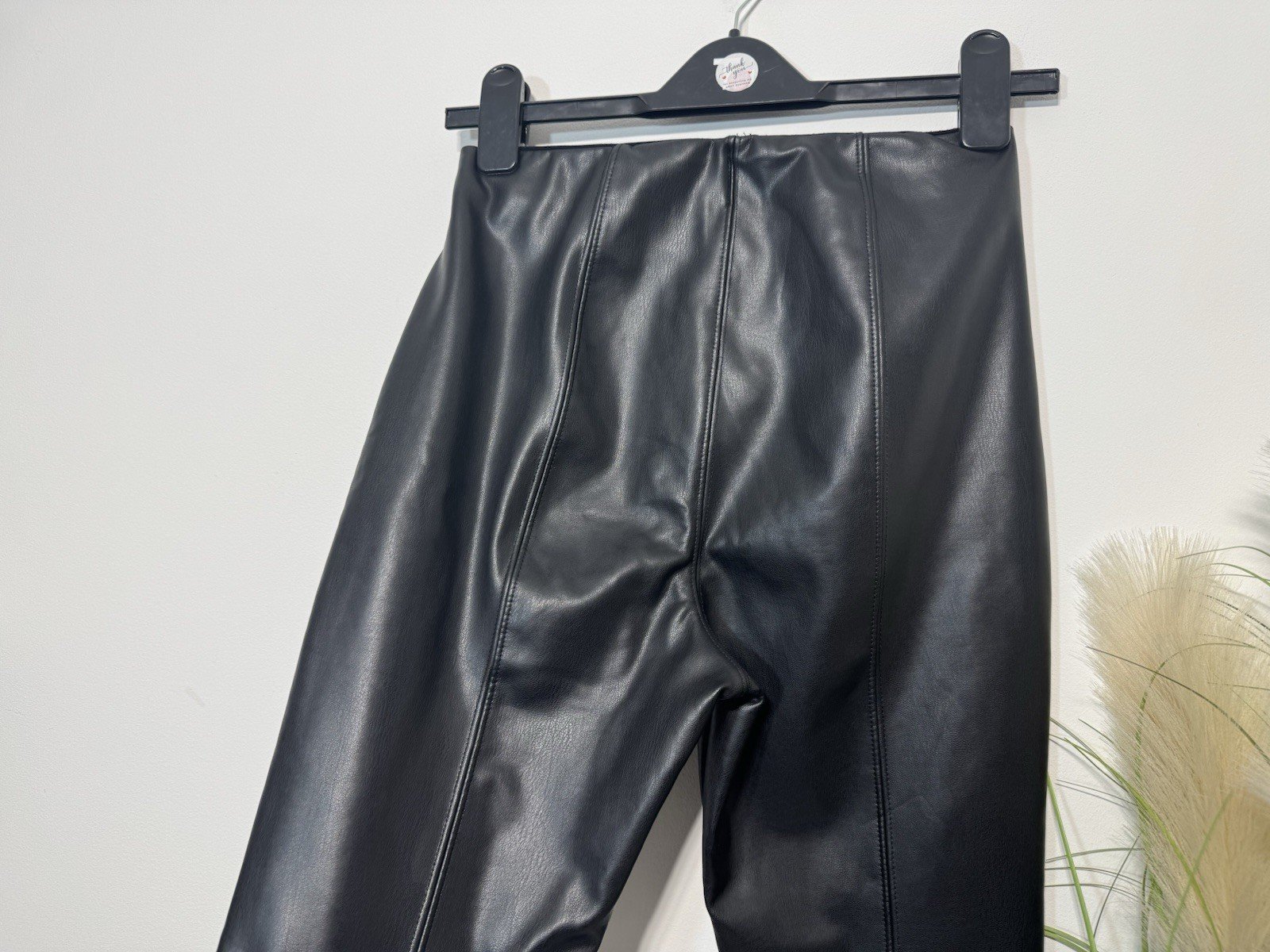 New Look Black Faux Leather Stretch Leggings Size 8