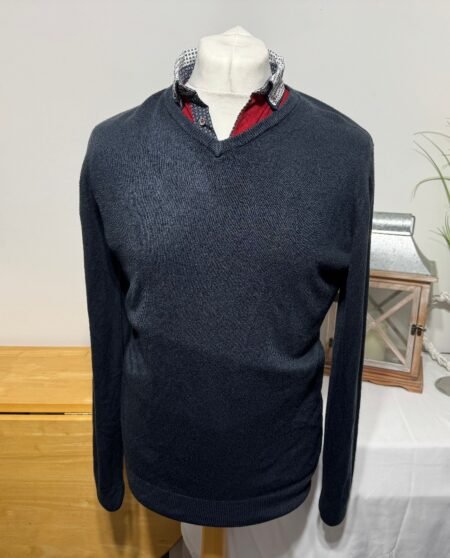 Next Navy Acrylic V-neck Jumper Size L