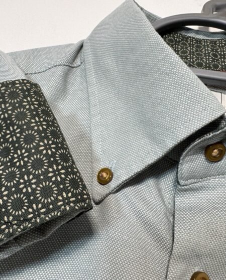 Next Sage Woven Green Contrast Cuff Long Sleeve Shirt Neck 16