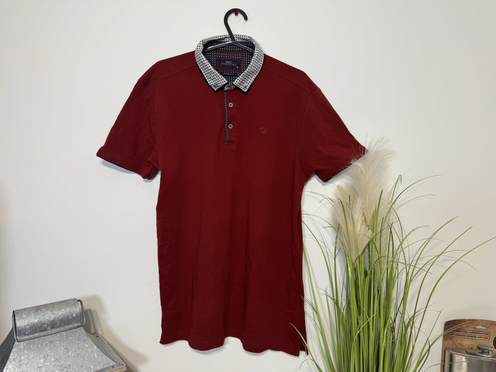 Next Signature Deep Red Short Sleeve Polo Shirt Size M