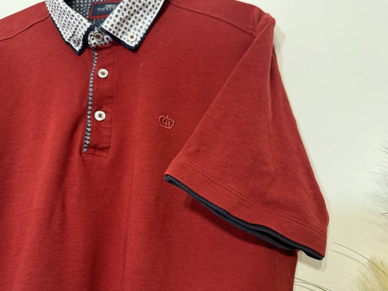 Next Signature Deep Red Short Sleeve Polo Shirt Size M