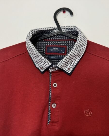 Next Signature Deep Red Short Sleeve Polo Shirt Size M