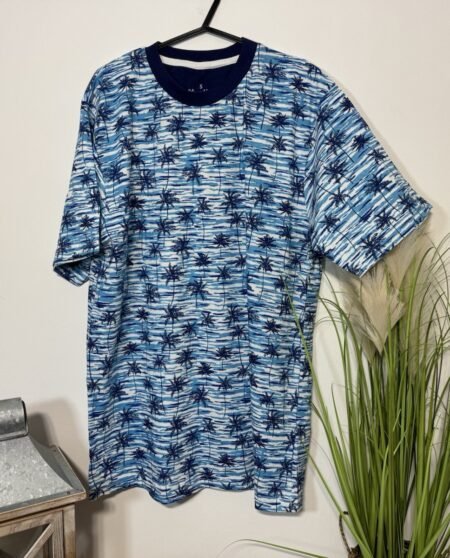Palm Print Graphic Crew Neck Short Sleeve T-Shirt Size S