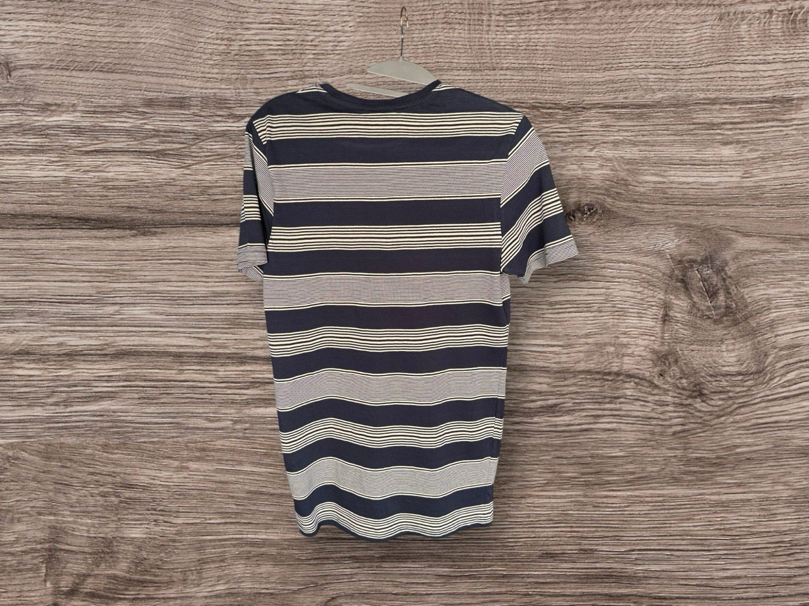 Pep&Co Navy & Cream Stripe Short Sleeve Cotton T Shirt Size S