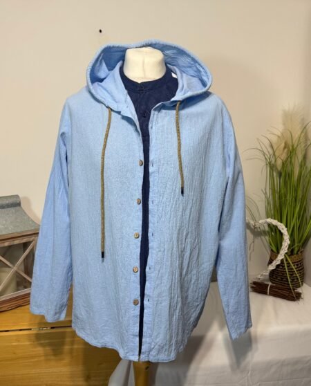 Powder Blue Hooded Overshirt Size XL