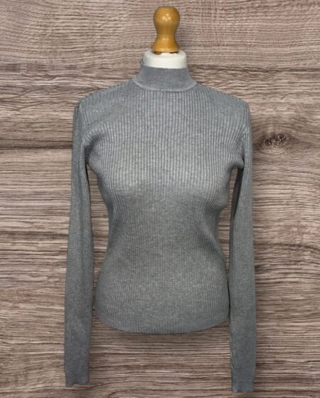 Primark Grey Ribbed High Neck Jumper Size 14-15 Yr More Like Size 10-12