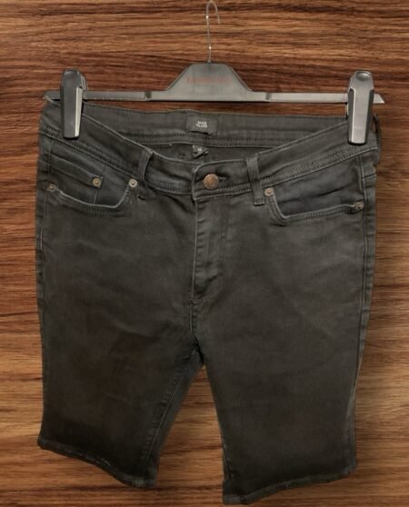 River Island Black Denim Shorts Zip And Button Close Pockets Waist 30in