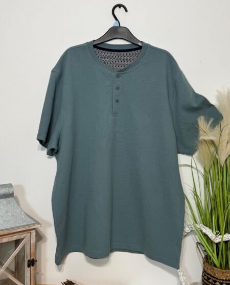 Sage Heavy Textured Short Sleeve Relaxed Fit Ribbed Top Size 2XL