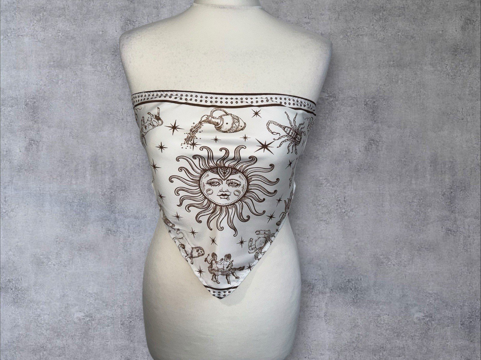 Shein Bandeau Style Top With Tie Back Silky Effect Fabric V Front Size M