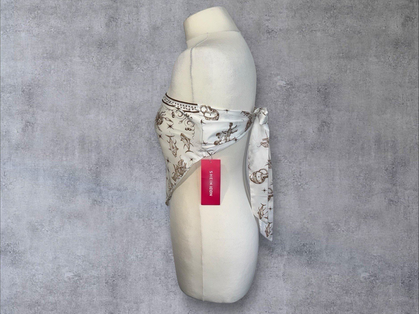 Shein Bandeau Style Top With Tie Back Silky Effect Fabric V Front Size M