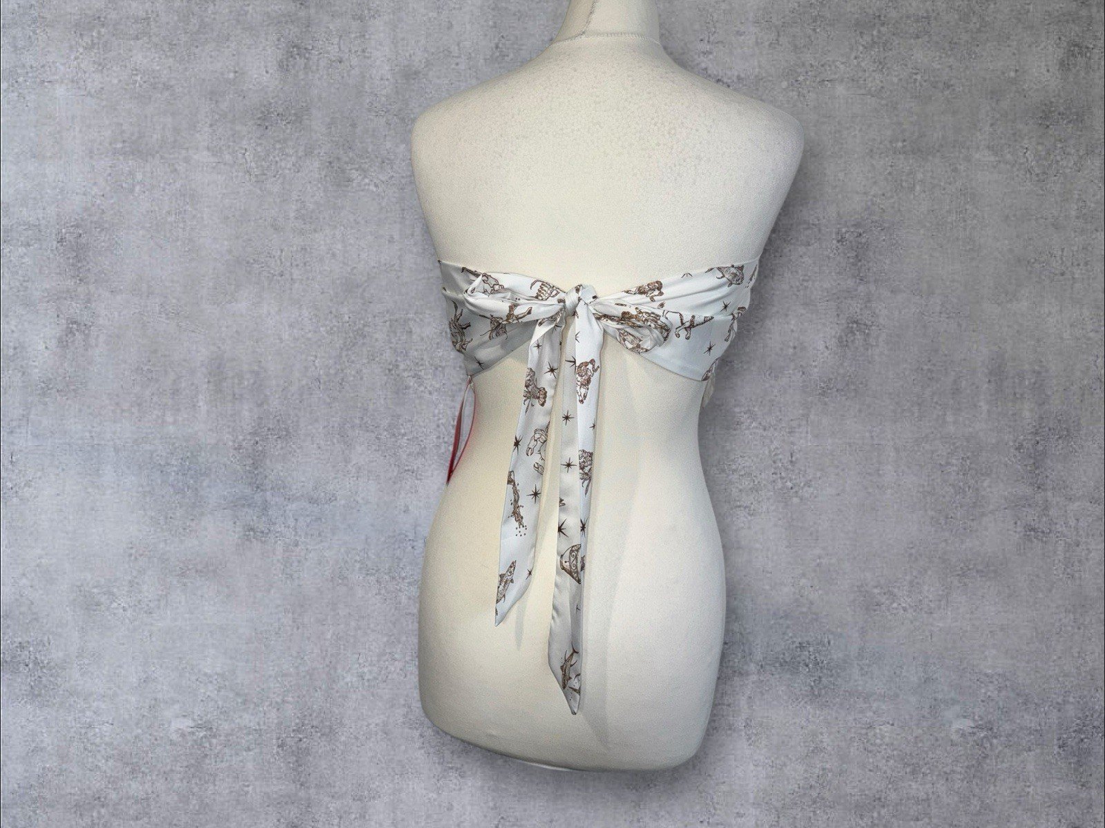 Shein Bandeau Style Top With Tie Back Silky Effect Fabric V Front Size M