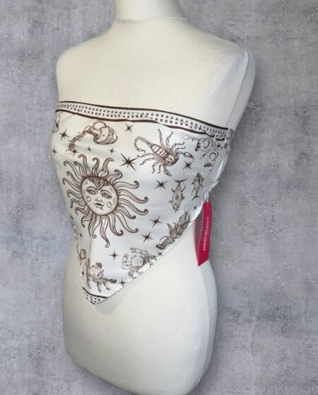 Shein Bandeau Style Top With Tie Back Silky Effect Fabric V Front Size M