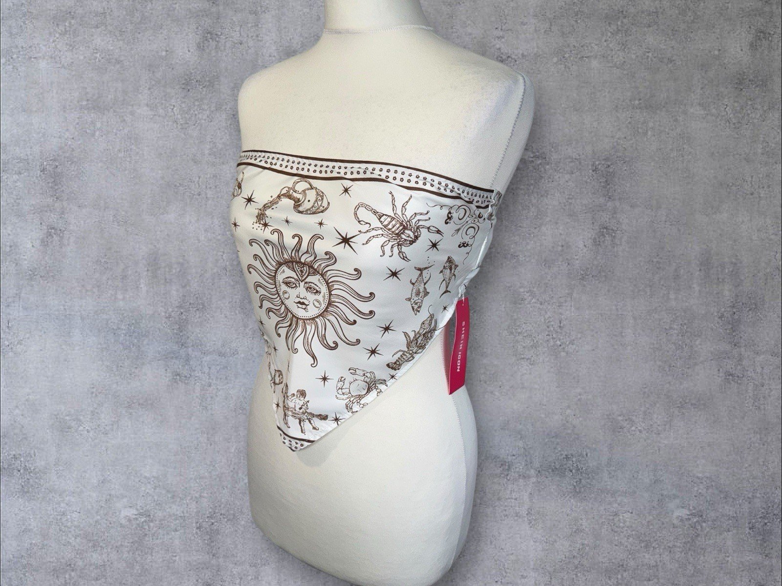 Shein Bandeau Style Top With Tie Back Silky Effect Fabric V Front Size M