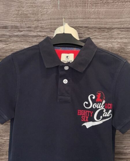 Soulcal &Co Navy Blue Graphic Polo Shirt Size XS
