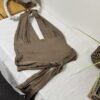 Taupe Halter Neck Crop Top With Wrap Around Ties Size M