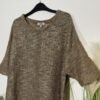 Taupe & Silver Sparkle Drop Shoulder Knit Top Size 12
