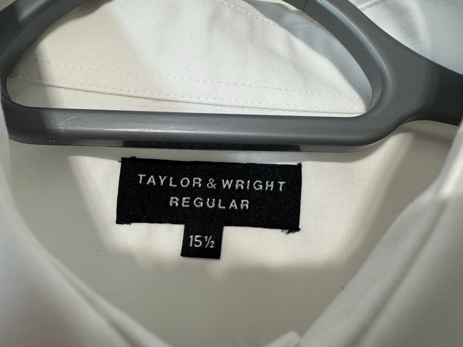 Taylor & Wright White Cotton Long Sleeve Shirt Neck 15.5