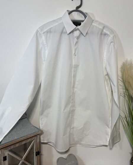 Taylor & Wright White Cotton Long Sleeve Shirt Neck 15.5