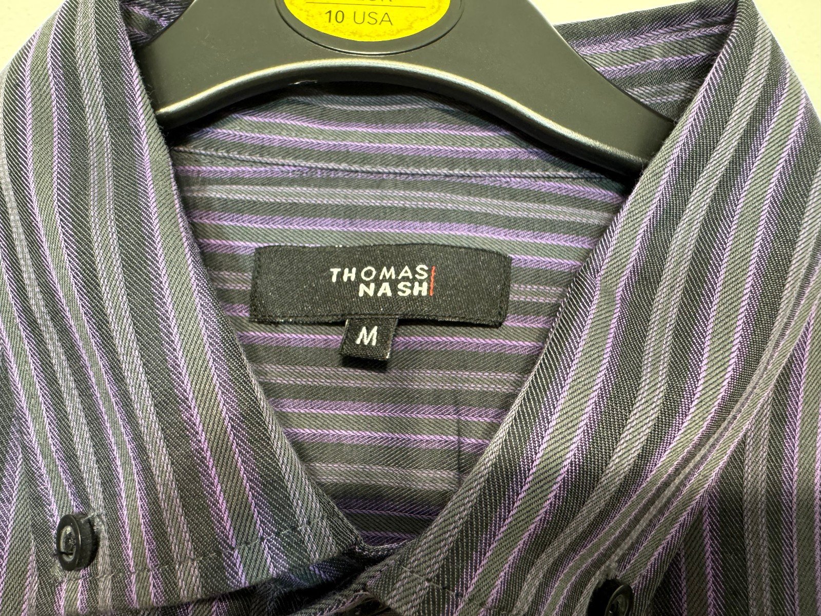 Thomas Nash Stripe Woven Regular Fit Button Down Collar Shirt Size M