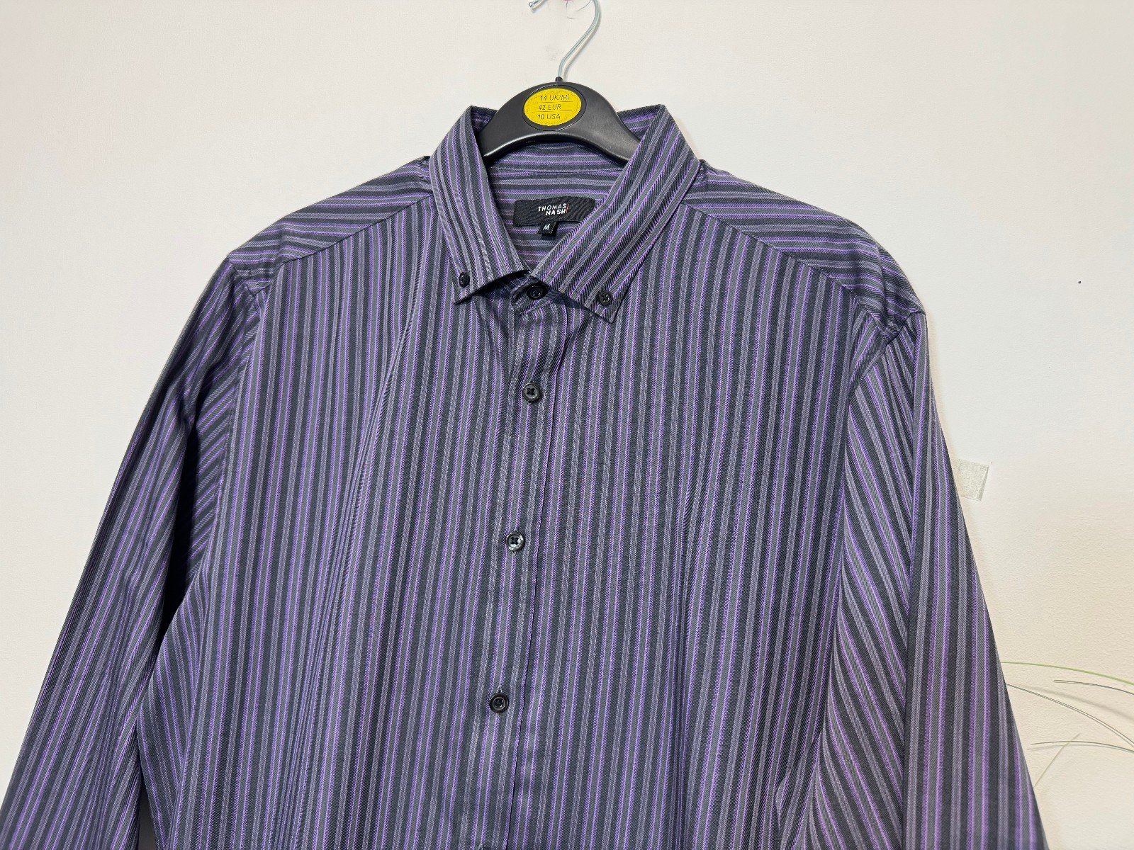 Thomas Nash Stripe Woven Regular Fit Button Down Collar Shirt Size M