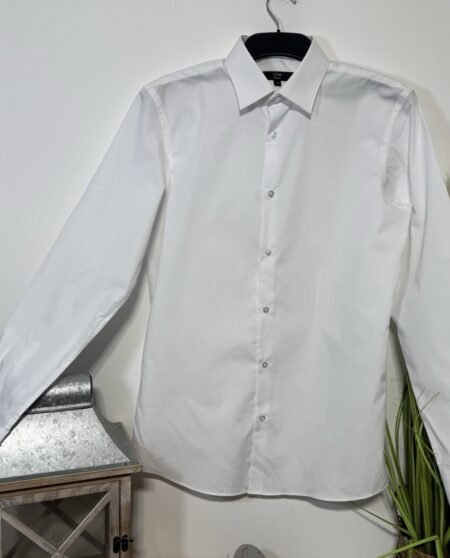 White Slim Fit Long Sleeve Shirt Neck 15