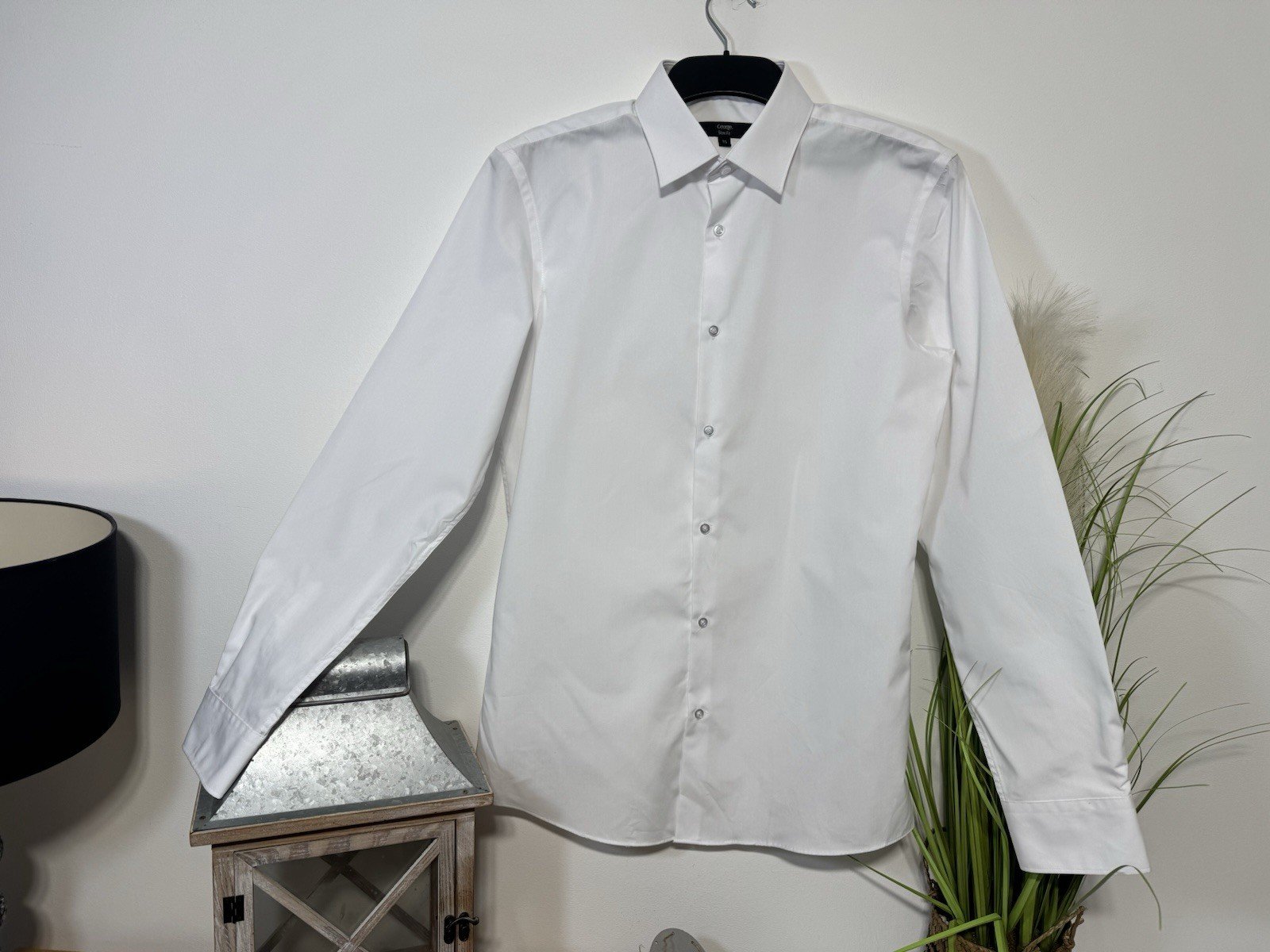 White Slim Fit Long Sleeve Shirt Neck 15