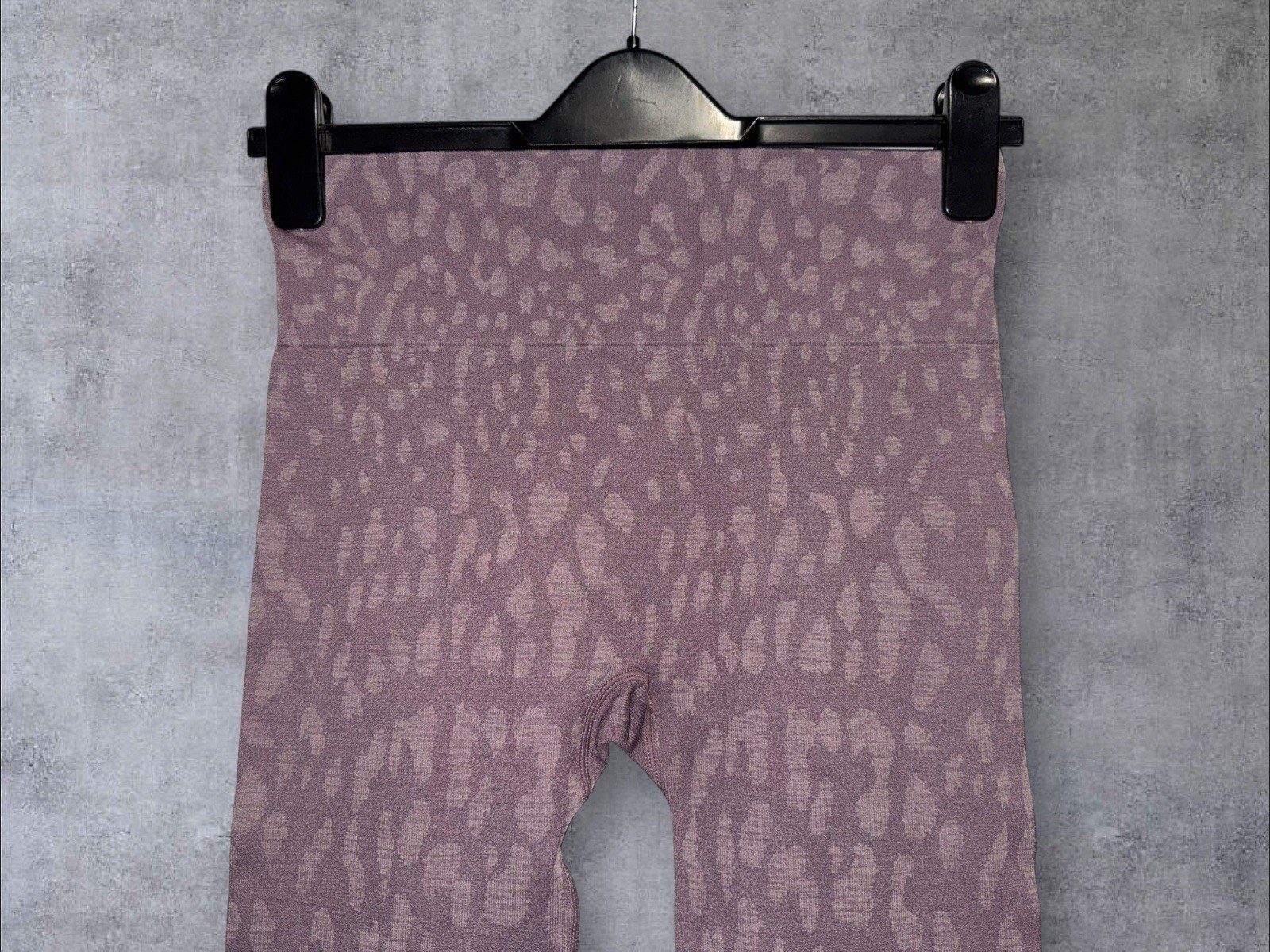Womens Lilac Workout Gym Leggings With Pattern Deep Waistband With Motif 10/12