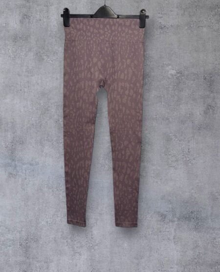 Womens Lilac Workout Gym Leggings With Pattern Deep Waistband With Motif 10/12