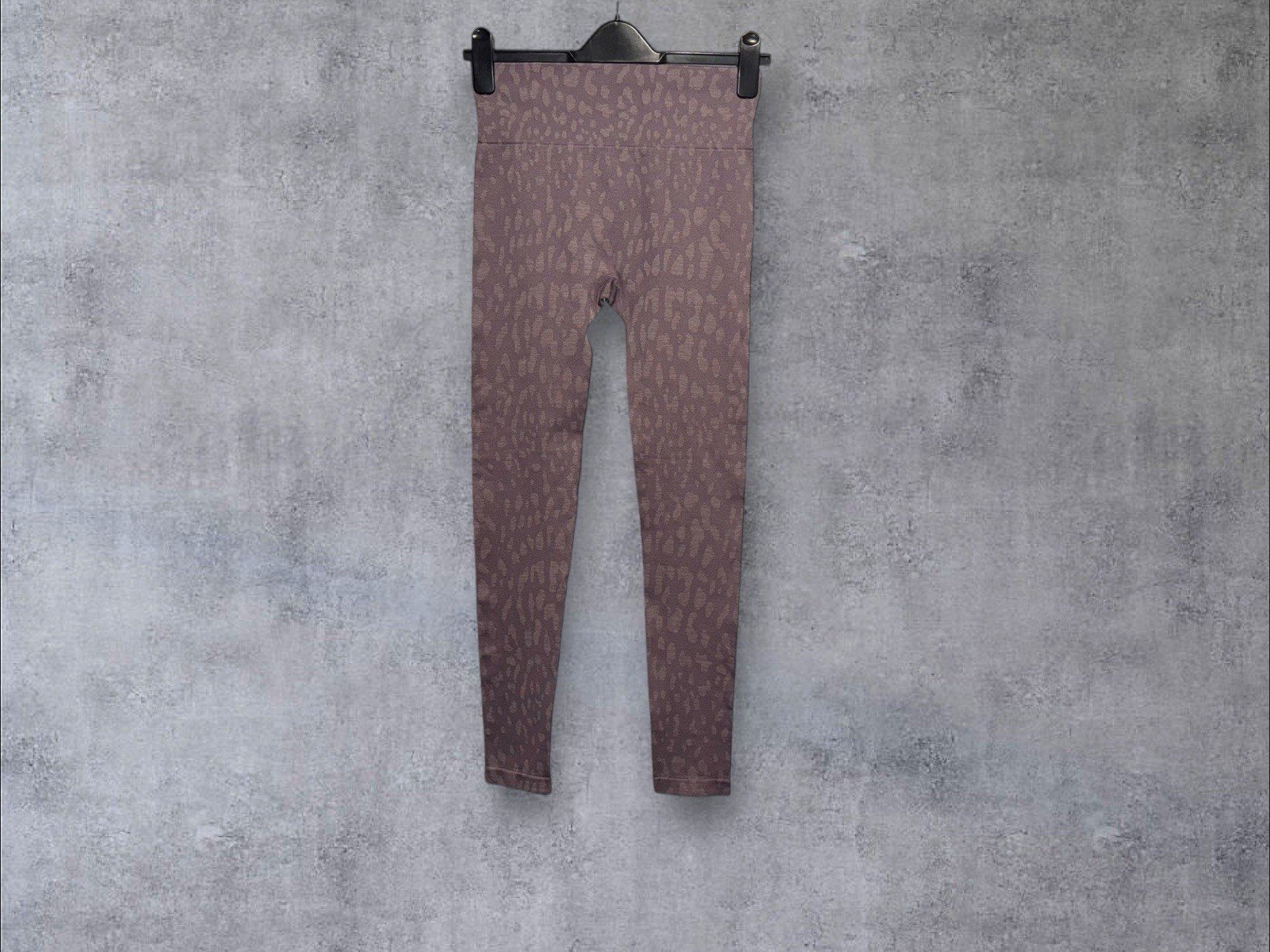 Womens Lilac Workout Gym Leggings With Pattern Deep Waistband With Motif 10/12