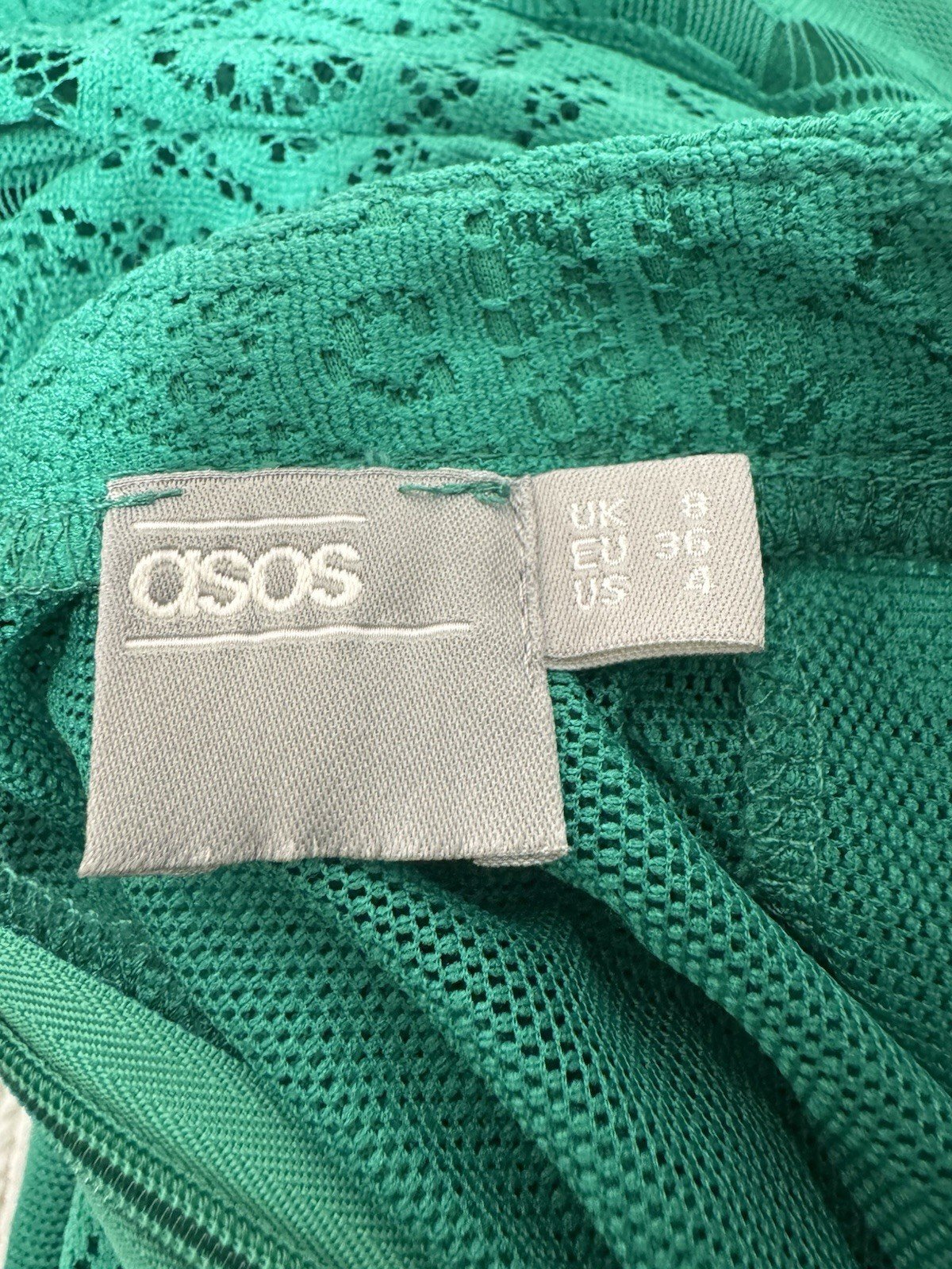 ASOS Emerald Green Lacey Lined With Net Petticoat Dress Size 8